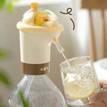 Портативный небольшой водяной насос в форме мультфильма, пищевой, без BPA, устойчивый к утечкам, перезаряжаемый, универсальный детский насос для подачи воды жёлтый