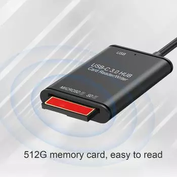 Портативный офисный USB-адаптер без драйверов 3 Tf Otg для чтения карт памяти, принадлежности для чтения карт данных чёрный