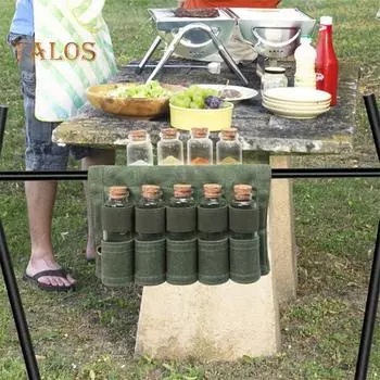 Портативный органайзер для бутылочек со специями, сумка для кемпинга, пикника, приправ, контейнер для баночек с маслом для барбекю, чехол для переноски, хранение армия зеленый