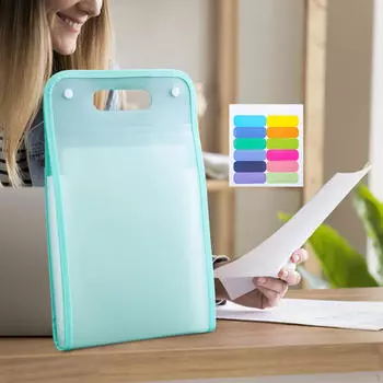 Портативный органайзер для документов с расширяющейся папкой для файлов для ежедневного использования с 13 расширяемыми карманами зелёный