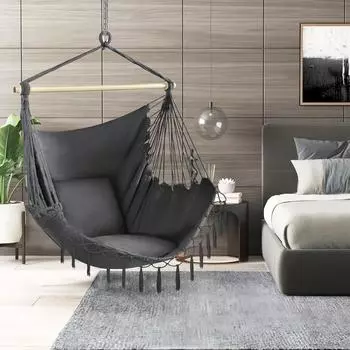 Портативный открытый садовый подвесной канатный гамак с высокой несущей способностью, наполовину обернутый холстом, складной гамак для отдыха в помещении, садовое кресло белый