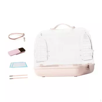 Портативный переносной переносной переносной контейнер для птиц с плечевыми ремнями и ручкой, прозрачный розовый