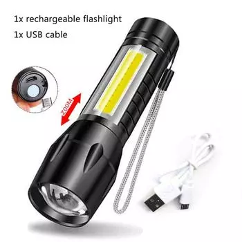Портативный перезаряжаемый светодиодный фонарик Zoom Mini Flash Light Camping Lamp Zoom - XPE чёрный