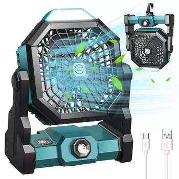 Портативный перезаряжаемый вентилятор емкостью 20000 мАч, вентилятор для кемпинга, бесступенчатая регулировка скорости и функция отпугивания комаров. жёлтый