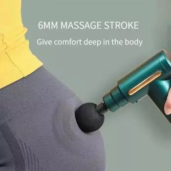 Портативный пистолет для фасции с кнопкой массажа тканей, мини-легкое и регулируемое по скорости массажное оборудование, подходит для всего тела Type C Charge зелёный