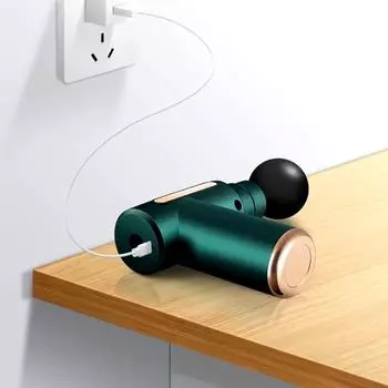 Портативный пистолет для фасции с кнопкой массажа тканей, мини-легкое и регулируемое по скорости массажное оборудование, подходит для всего тела Type C Charge зелёный