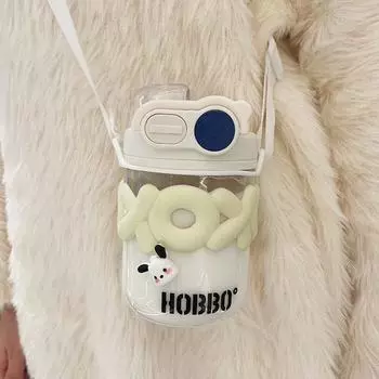 Портативный пластиковый стаканчик, симпатичная кружка с соломой для кофе, простой чайник для путешествий на открытом воздухе, новый двойной стакан для питья, бутылка для воды 550 мл для девочки 0.55L