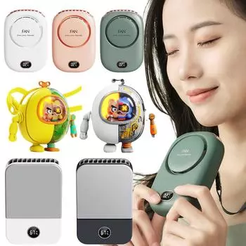 Портативный подвесной вентилятор на шею, USB перезаряжаемый воздушный охладитель, летний вентилятор с зажимом на талии, цифровой дисплей, мини-электрический вентилятор, бесшумные вентиляторы с шейным ремешком China