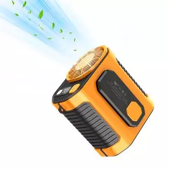 Портативный поясной вентилятор 5000 мАч перезаряжаемый мини-вентилятор с турбонаддувом без помощи рук и сверхдлинным корпусом оранжевый