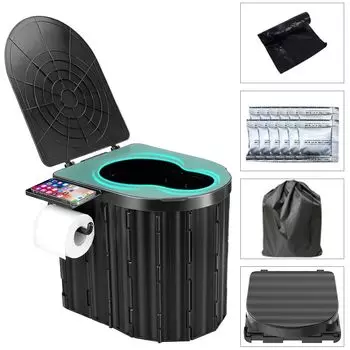 Портативный портативный подходит для предотвращения стихийных бедствий и использования на открытом воздухе портативный портативный туалет писсуар сумка и туалет, туалет, мероприятия, туалет, (Черный/С чёрный