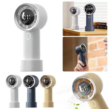 Портативный портативный вентилятор с USB-перезаряжаемым персональным вентилятором с цифровым дисплеем, небольшой ручной вентилятор для женщин и мужчин, путешествий/кемпинга/отдыха синий