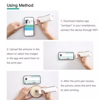 Портативный принтер PrintPen Handheld Printer Струйный принтер для печати татуировок, совместимый с Android / iOS