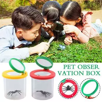 Портативный просмотрщик насекомых Выдвижной ящик для насекомых Лупа Наблюдатель Клетка для ловли насекомых Инструменты для исследования природы Ребенок красный