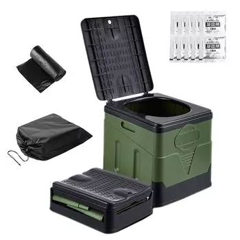 Портативный простой туалет, временный сон в случае стихийных бедствий, чрезвычайная ситуация, идеально подходит для строительства, 12 карманов для утилизации, в комплекте шнурок