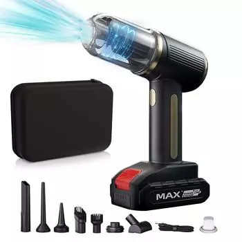 Портативный пылесос для дома и автомобиля 10000 Па Всасывание/Выдувание/Вытяжка/Надувание 4-в-1 чёрный/золотой