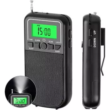 Портативный радиоприемник AM FM SW, транзисторный радиоприемник со светодиодным фонариком, радиоприемник на батарейках 2АА для приема на большие расстояния, карманный аварийный радиоприемник Walkman чёрный