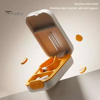 Портативный резак для таблеток, лезвие из нержавеющей стали с V-образным пазом, удобный инструмент для резки таблеток, регулируемый инструмент для резки таблеток белый/серый