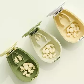 Портативный резак для таблеток в форме авокадо, разделитель, разделитель для хранения лекарств, разделитель для таблеток, слайсер, домашний дозатор для таблеток, коробка для таблеток белый