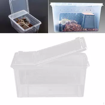 Портативный резервуар для черепахи, транспортный контейнер, коробка для кормления домашних животных, клетка для среды обитания животных для чёрный