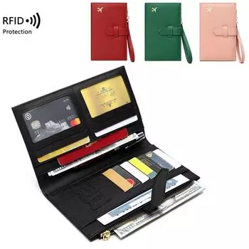 Портативный RFID-держатель для карт, кожаный чехол для карт, многофункциональная RFID-обложка для паспорта, дорожная