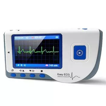Портативный ручной ЭКГ 24 часа непрерывный детектор сигналов сердца Монитор Бытовое устройство мониторинга с кабельными подушечками Цветной экран как