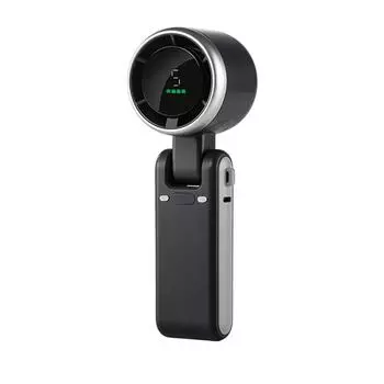 Портативный ручной турбинный вентилятор, складной вентилятор, регулируемый на 180°, заряжаемый от USB, скорость сильного ветра 10 м/с, 5 скоростей ветра One Size чёрный