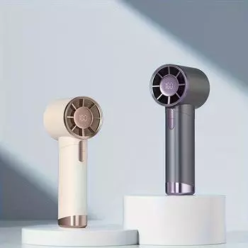 Портативный ручной вентилятор, скорость (1-100) Регулируемый турбо мини-вентилятор, аккумуляторная батарея, металлический корпус, цифровой дисплей, для женщин и мужчин, для путешествий/кемпинга/отдыха белый