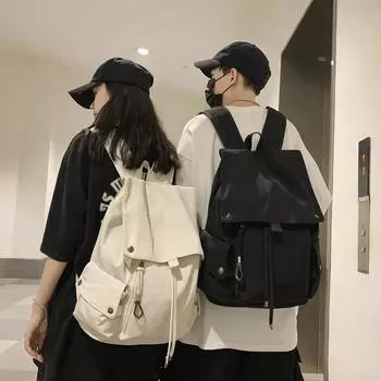 Портативный рюкзак большой емкости с завязками, однотонный, из ткани Оксфорд, элегантный и универсальный, для занятий спортом на открытом воздухе