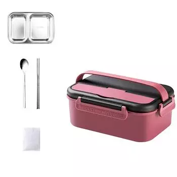Портативный самонагревающийся ланч-бокс из нержавеющей стали, изоляционный бокс, студенческий ланч-бокс, самонагревающийся ланч-бокс на открытом воздухе красный