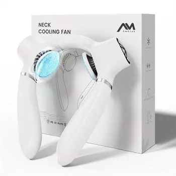 Портативный шейный вентилятор с охлаждающим чипом, 360° круговое охлаждение шейного вентилятора, 4000 мАч перезаряжаемый персональный вентилятор Hands Free, 3-скоростной, низкий уровень шума белый