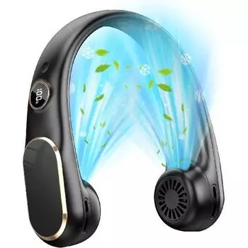 Портативный шейный вентилятор со светодиодным экраном, перезаряжаемый безлопастный вентилятор 5200 мАч, 4-скоростной портативный персональный вентилятор белый