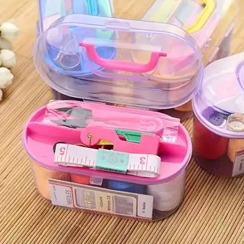 Портативный швейный набор с прочной коробкой швейных инструментов для быстрого домашнего ремонта, путешествий, швейных принадлежностей для самостоятельного шитья одежды, случайный цвет