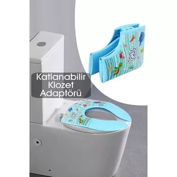 Портативный складной детский адаптер для сиденья для унитаза - детское сиденье для унитаза с рисунком, синее