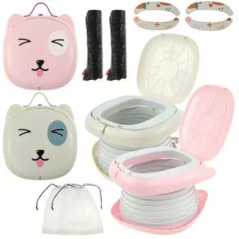 Портативный складной горшок для детей, дорожный горшок для мальчиков и девочек, противоскользящий детский учебный горшок для кемпинга и ванной комнаты, детский горшок серый