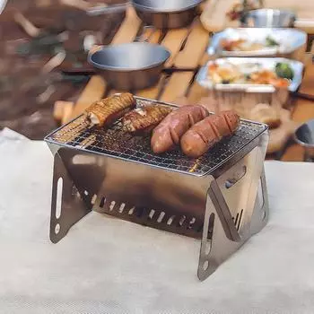 Портативный складной гриль-барбекю, отопительные печи, многофункциональная стойка для гриля для кемпинга, сетчатая дровяная печь, гриль из нержавеющей стали 27*16*13