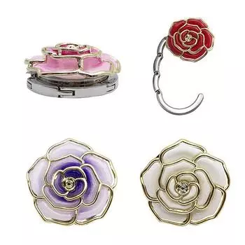 Портативный складной крючок для сумки на стол в форме цветка, держатель для вешалки, круглый винтажный крючок в виде розы, украшение для офисной сумки, зонтика as the picture