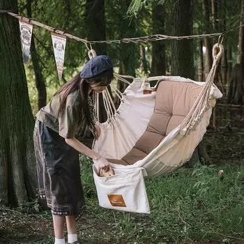 Портативный складной напольный стул-качалка с защитой от опрокидывания, складной стул для отдыха, кронштейн для кресла-качалки для кемпинга коричневый