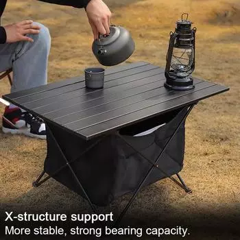 Портативный складной стол из алюминиевого сплава для кемпинга, многофункциональный легкий стол для пикника на открытом воздухе black L table
