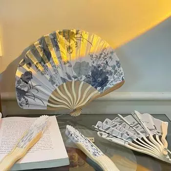 Портативный складной веер, летний стиль, прохладный веер, веер из ткани для танцев «Ципао Ханьфу» Ai Zi
