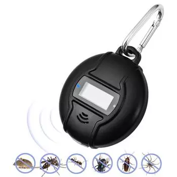 Портативный солнечный отпугиватель комаров для рыбалки на открытом воздухе, интеллектуальный электронный отпугиватель насекомых и средство для удаления клещей для дома чёрный