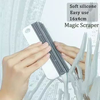 Портативный стеклоочиститель, скребок для кухни, ванной комнаты, инструменты для чистки стекла, мягкий силикон для чистки автомобильных зеркал, скребок для чистки окон синий