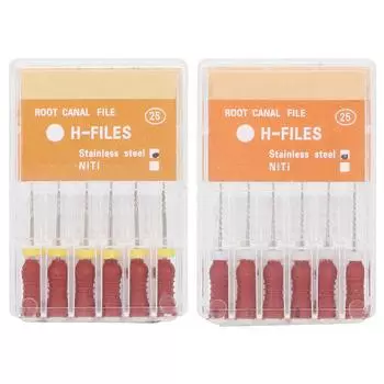 Портативный стоматологический файл HFiles из нержавеющей стали, эндодонтический файл для корневых каналов № 25, 21 мм/25 мм