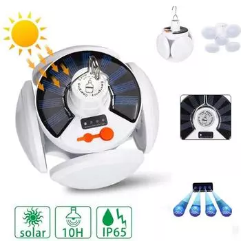 Портативный светодиодный светильник, складной солнечный уличный светильник, водонепроницаемый светильник, аварийный светильник, солнечный перезаряжаемый светильник для кемпинга 1Without RC белый