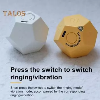 Портативный таймер Multi Cube на 1/3/5/10/15/20/25/30/45/60/90 минут с установкой вращающегося таймера и режимами вибрации для напоминаний об обучении приготовлении пищи и упражнений жёлтый