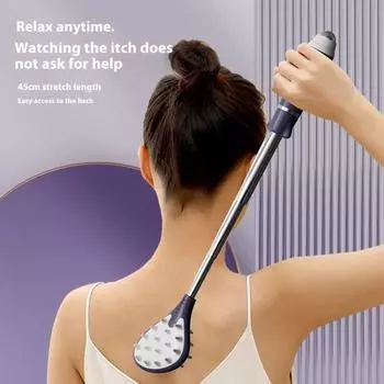 Портативный телескопический чесальщик спины, зудящий чесательный инструмент для глубокого массажа тканей, акупунктурный массажер с магнитными шариками чёрный