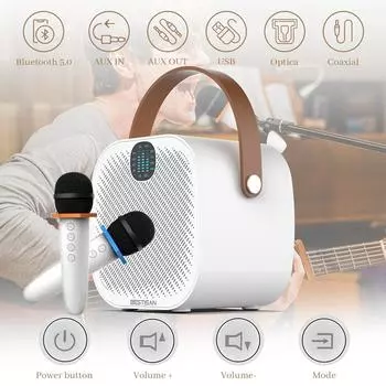 Портативный телевизор, 30 Вт, караоке, Bluetooth-динамик, домашняя вечеринка, беспроводной стерео сабвуфер, поддержка AUX/USB, оптическое волокно, коаксиальный