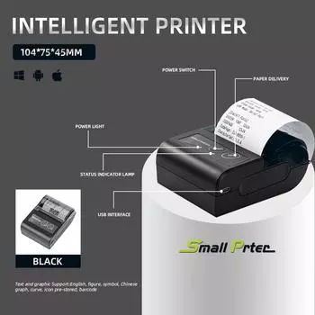 Портативный термопринтер 58MM перезаряжаемый BT чековый принтер беспроводной мини-принтер для бизнеса
