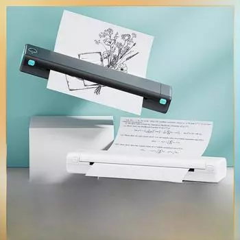 Портативный термопринтер формата А4 без чернил Phomemo M08F для офисов и татуировок Tattoo Version 210mm белый/зелёный