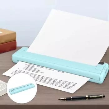 Портативный термопринтер Устройство для печати этикеток Легкая портативная бесчернильная печать Простая в использовании синий