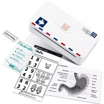 Портативный термосмартфон Phomemo M04AS, совместимый с термобумагой, с функцией Bluetooth-наклейки для заметок, идеально подходит для: Поставляется с 1 рулоном 110 мм белый